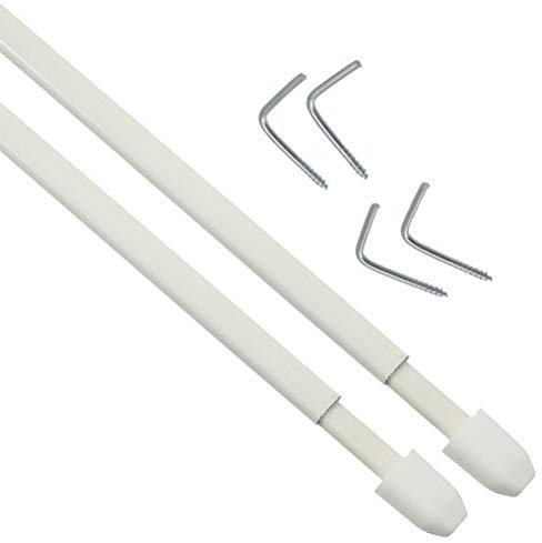 Vetrineinrete® Bastone per Tenda da Finestra 2 Pezzi con Ganci a Vite Asta telescopica allungabile Bacchette Regolabili per infissi Porte (30 A 50 cm) D10