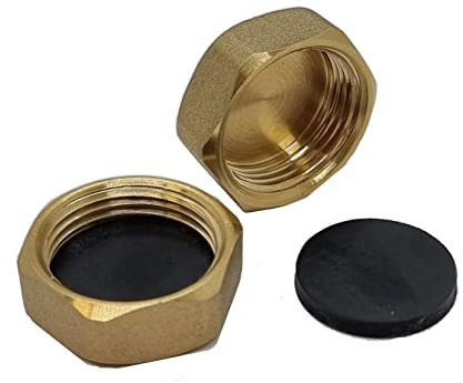Pipestation Blanking Caps 3/4 Pack of 2 - For Washing Machine and Sink Waste Pipe - Durable Brass Construction for Plumbing - Radiator Blanking Cap - Washers Included