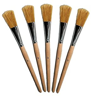 5er-Pack Universalpinsel Größe 3 mit Holzstiel und Naturborsten | (ca. 25 mm Borstenbreite) Für Haushalt, Kunst, Hobby, Schule und Handwerk, Profi-Qualität Made in Germany!