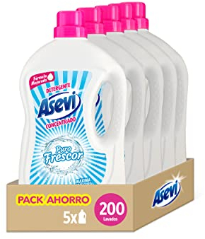 Asevi Detergente Líquido para Lavadora Puro Frescor - Detergente para Ropa Blanca y de Color con Fórmula Concentrada - Extra de Frescura para una Ropa Limpia y Perfumada - Pack 5-210 Lavados