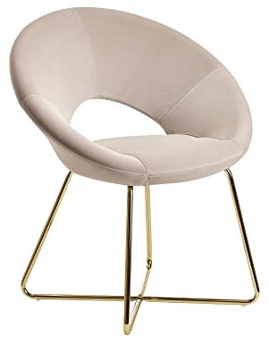 möbelando Esszimmerstuhl Samt Beige Küchenstuhl mit goldenen Beinen | Schalenstuhl Stoff/Metall | Design Polsterstuhl | Stuhl Esszimmer Gepolstert