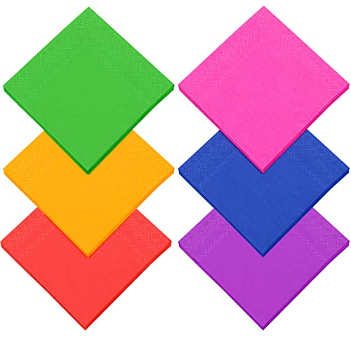 Resinta 120 Stück Cocktailservietten Getränke Luncheon Papierservietten 2-lagig für Partygeschenke, 6 Farben