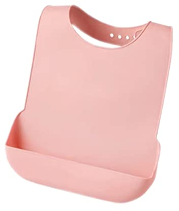 YYGMSS Waterproof Bibs for Adult, Silicone Adult Bibs with Crumb Catcher, Adjustable Bib for Elderly Women Eating (Pink, Medium)