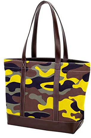 TBOUOBT Handtaschen für Damen Mode Tragetaschen Umhängetasche Satchel Taschen,Braun Gelb Camouflage Mode