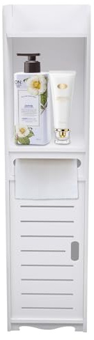 Bazargame Toilettenschrank Badezimmerschrank Schmaler Badschrank 80 * 20 * 20cm Hochschrank Badregal Mit 4 Fächern Und Türen Badmöbel Weiß