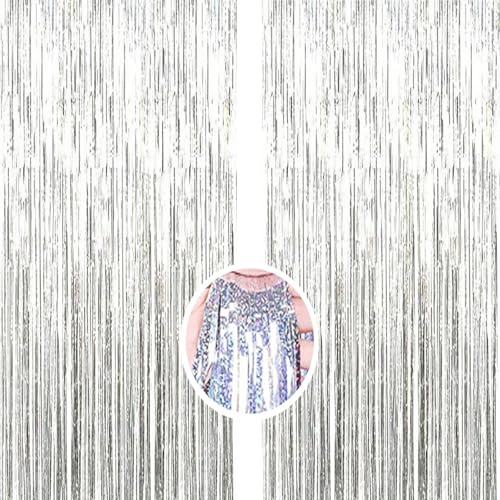 Plata 2 láminas 1M*3M- AILEXI Cortinas Brillo Puerta Cortina Decoración Ventana para Banquete Boda de cumpleaños Suministros