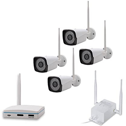 Active Media Concept Kit vidéosurveillance 4G : 4 caméras WiFi 2K Enregistrement détection Humaine Visage Alerte Smartphone