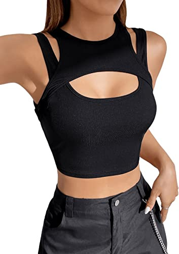 GORGLITTER Rave Oberteil Damen Sexy Techno Oberteil Cut Out Festival Outfit | Festival Oberteil, Rave Outfit, Crop Top, Sexy Tank Top, Party Oberteil, Y2k Summer Tops