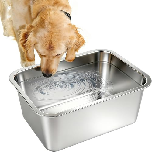 Lonepetu 3 Gallonen Großer Hund Wassernapf, Edelstahl Metall Hundenäpfe Große Kapazität Haustier Futternapf Wassernapf für drinnen und draußen Universal für mittelgroße bis riesige Hunde