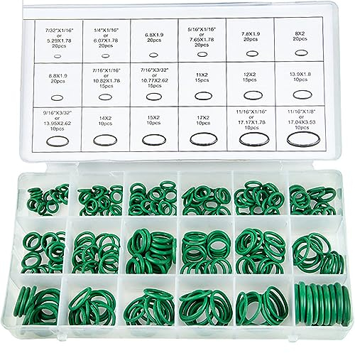 WUDQIJI Set di anelli di tenuta HNBR O-Ring Assortimento 270 pezzi, guarnizioni in gomma, anelli di tenuta, anelli di tenuta, guarnizione in gomma, O-ring auto, per riparazione di condizionatori