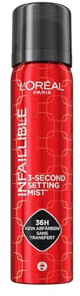 L'Oréal Paris - Spray Fixateur de Maquillage - Waterproof - Sans Transfert - Formule Légère - Non Collant - Résistant à l'Eau - Tenue Jusqu'à 36h - Infaillible - 80 ml