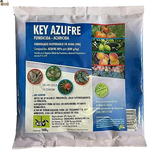 BricoLoco.com Azufre mojable en microgránulos ¡¡0,5 KGS.!! Antioídio mildiu Plantas. Abono, Fertilizante, fungicida acaricida contra Hongos en Vid, Olivo, cítricos, huerto, Rosales, tomateras (1)