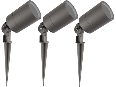 Ledvion - 3X LED Gartenstrahler, Anthrazit, IP65, 5W, GU10 Fassung, 2M Kabel, LED Strahler, Gartenspots