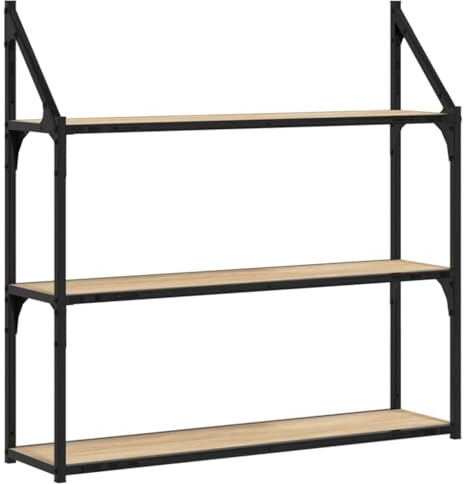 vidaXL Wandregal 3 Fächer Sonoma-Eiche 80x21x78,5 cm Holzwerkstoff