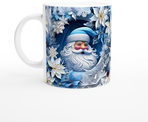 Weihnachten Tasse 3D Effekt Illusion, Weihnachtstasse, Kaffeetasse Weihnachten Winter, Kaffeebecher I spülmaschinenfest mikrowellenfest, 325 ml (Weihnachtsmann)