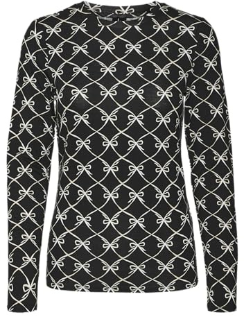 VERO MODA Damen Vmalberte Cilia Ls Top Box JRS Langarmbluse, Black/AOP:Cilia, Medium