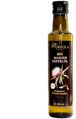 Purvola® Bio Mariendistelöl | schonend kaltgepresst | Premium Qualität | Ideal zum Essen oder zur Hautpflege | Leberstärkend und reich an Vitamin E | vegan