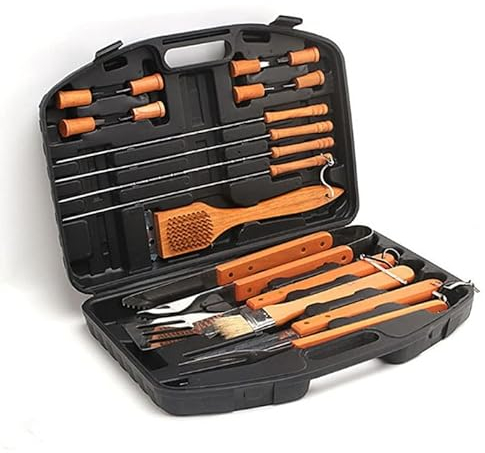 TGGOHIGH 18-teiliges Grillbesteck-Set aus Edelstahl mit Holzgriff, Grillbesteck für Weihnachts- und Geburtstagsgeschenke – Grillutensilien-Set, ideale Grillgeschenke für Männer, Väter und Frauen
