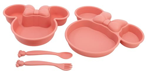 STOR Set Vaisselle Bébé Minnie Mouse Disney - Assiette Bol et Couverts en Plastique - Compatible Micro-ondes - Sans BPA - 10 Mois
