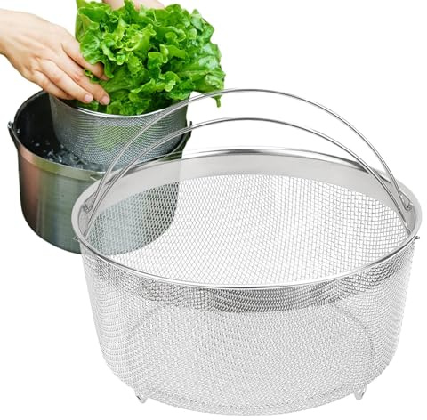 Passoire à mailles fines, passoire en acier inoxydable, passoire à légumes en acier inoxydable, panier à vapeur végétale avec poignée et pied de base, panier de drainage de cuisine pour poêle et four