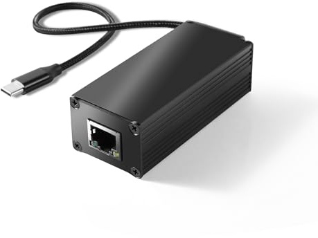 REVODATA 25W Gigabit PoE zu USB-C Treiber Konverter für Telefon/Tablet, PoE zu Typ-C Stromausgang mit Ethernet 2 in 1, 5V/9V/12V/15V/20V Adaptiver Ausgang, Plug & Play (GPD2CAT-20V)