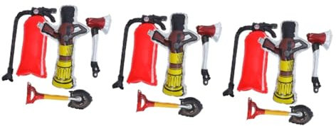 Vaguelly 3 Sets Dekorative Feuerlöscher Und Schaufel Luftballons Set Feuerwehr Thema Party Dekorationen 4 Stücke * 3