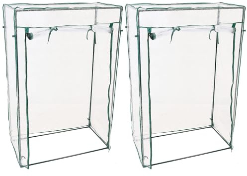 2ST Tomaten Folien-Gewächshaus, Winter Pflanzenabdeckung, 150x100x50cm Pflanzenzelt, Durchsichtig Gewächszelt, Frostschutz-Pflanzenschutz, Rolltür-Design, UV/Kälte Beständig, für Gemüse Obst Pflanzen