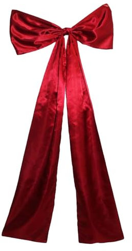 Tree Topper with Giant Christmas Bow, Red Satin Bow with Long Streamers, Large Christmas Tree Topper, Wreath Bow, Red Ribbon, Christmas Tree Topper for Home, Holiday