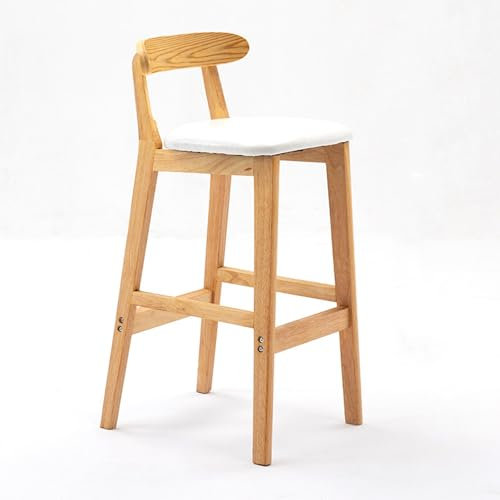 Moderner Barstuhl aus Holz mit Armlehnen für Home Office und Veranstaltungen, hoher Chefsessel mit weißer Oberfläche (82 cm)
