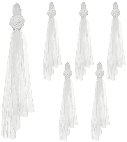 Mokylor 6 Pièces Décorations D'allée de Mariage, Décorations D'églises de Fleurs de Banc de Chaise de Mariage avec des Fleurs de Roses Blanches Artificielles et des Strass pour (A)