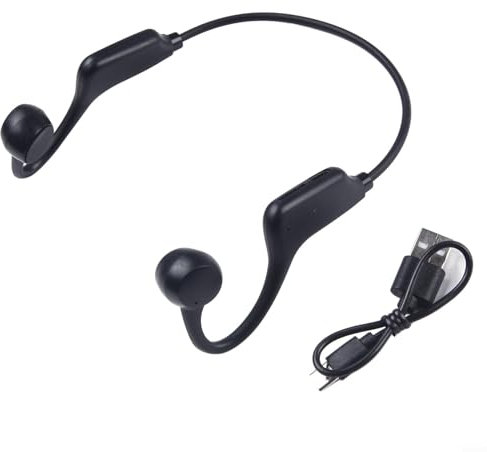 EXTRWORY Casque à conduction osseuse, sans fil compatible Bluetooth 5.2, casque étanche à oreille ouverte pour course à pied, cyclisme, gym, sport, carte TF (noir)