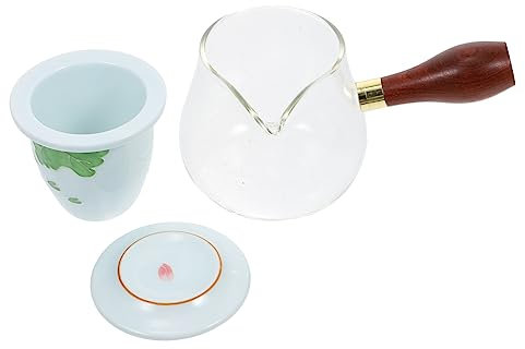 OFFSCH Handmade Glass Tea Pot Side Handle Kettle Heat Resistant for Tea Making