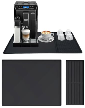 crayfomo Black Large Silicone Coffee Maker Mat, 2 in 1 Coffee Mat with Raised Edges, Heat Resistant Coffee Bar Mat for Countertop Dish Drying Mat 40.5x61cm