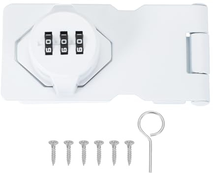 sourcing map Loquet rotatif à mot de passe, serrure à combinaison mécanique de 8,9 cm, loquet de sécurité rotatif sans clé pour porte d'abri de jardin, placard, salle de bain, extérieur - Blanc