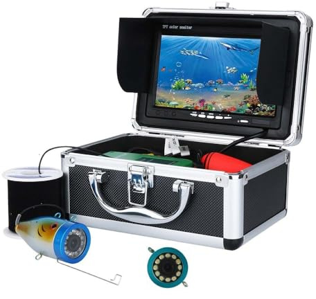 Underwater Fishing Camera with 7 Inch LCD Monitor, HD 1000 TVL Portable Fish Finder Camera, 30Pcs Adjustable LED White Lamp Light, 15M Cable Waterproof IP68 Camera for Ice Lake Sea Boat Kayak Fishing