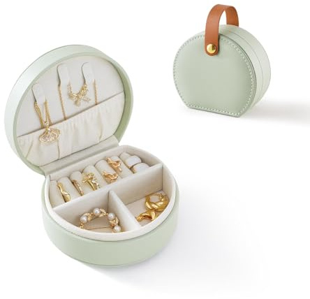 Thapncow Reise， für Damen， Reise， Schmuckaufbewahrung mit Stil, für Ringe, Geburtstagsgeschenk, Armbänder, Ohrringe (Grün)