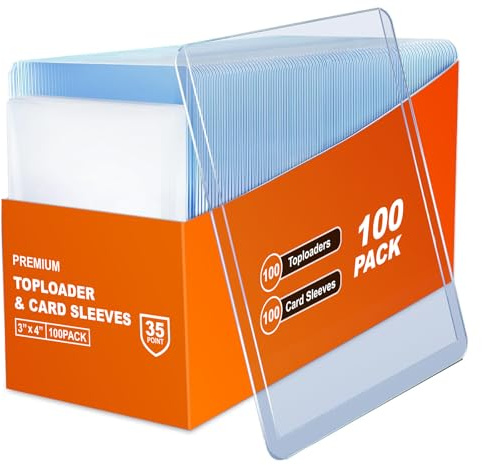 Toploader 200 Stück Karten Hüllen, 3X4 Card Sleeves, Sammelkartenhüllen passend für MTG, Sammelkarten, Sportkarten (100 Hartkartenhüllen &100 Transparente Kartenhüllen)