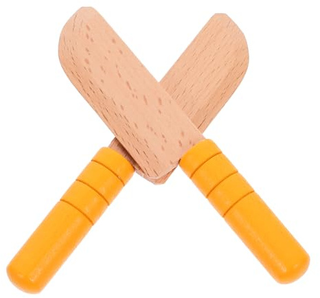 CIYODO 2 Stück Holzspielzeug Schneidemesser für Realistisches Küchenspielzeug aus Sicherem Holz Zubehör für Spielküche Hand Augen Koordination