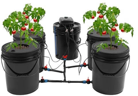 NTNOEA Hydroponic Growing System Kit - 4 Bucket Deep Water Culture DWC Setup with Air Pump - Soil-Free Indoor Gardening for Vegetables, Herbs & Plants, Hydroponic System - 5.28Gal Capacity Each