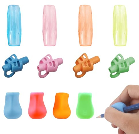 MFCGHXR 12 Pezzi impugnature per Scrittura Bambini in Silicone Morbido, Aiuto ergonomico per Corretta Postura della Mano, Colori Assortiti per Penne e matite, Set educativo Scuola e Ufficio