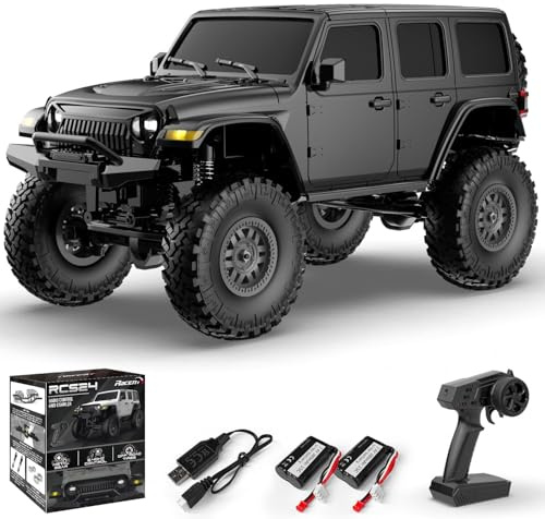 RACENT Remote Control Car, 1:24 Scale Remote Control Truck 30MPH 4WD Off-Road Pick-up Truck Toy RC Cars for All Terrain, 2.4GHz Vehicles for Adults and Beginners (Black)