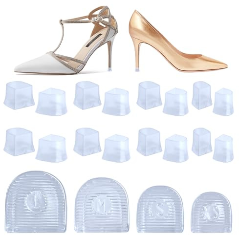 8 Paar Absatzschoner High Heels,Gummiüberzüge Absatzschoner Sohle,Stöckelstulpen Fersenschutz für Schuhe Stöckelschuh,4 Größen Transparent Antirutsch Absatzschutz High Heel Protectors for Stiletto