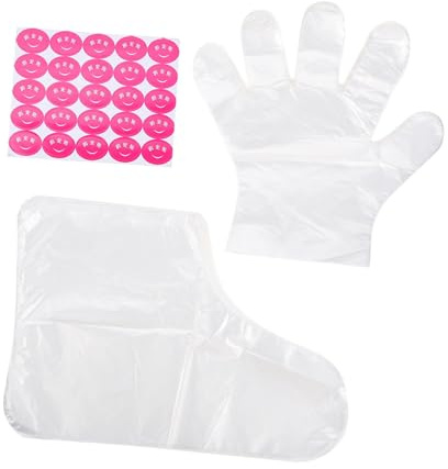 BAZEITFLOW Disposable Fußmasken und Handmasken mit Pe Material 200 Stück für Fußpflege und Feuchtigkeitspflege im Spa oder Hotel mit Fixieraufklebern Zufälliger Stil