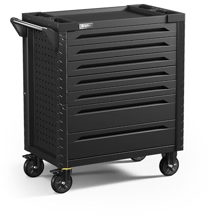 Griplier 7-Drawer Rolling Tool Chest,34.2W x 18.1D x 37.4H inches,Tool Storage Cabinet with Brake Wheels,Lock & Key for Garage, Warehouse,Repair Shop,Workshop