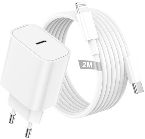 Chargeur iPhone USB C, 30W USB C Chargeur Rapide et 2m Cable USB c vers Lightning pour iPhone 14/13/12/11/ X/Pro MAX/8/7/iPad/AirPods,Type C Secteur Prise Type C Alimentation Adaptateur et Fil iphone
