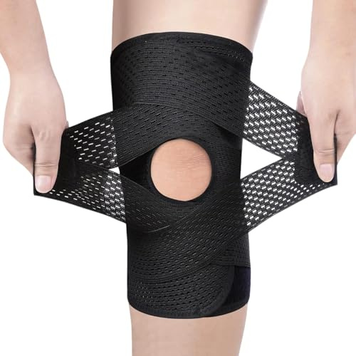 SURFOU Genouillère Sport Réglable avec Stabilisateurs Latéraux – Support de Genou pour Confort et Stabilité, Idéale pour Randonnée, Fitness & Usage Quotidien Unisexe, Tour de jambe 43–48 cm