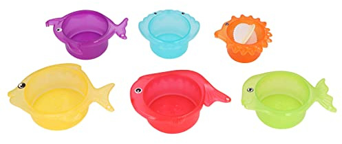 Taidda Niedliche Fisch-Stapelbecher, Baby-Badespielzeug Zum Erlernen von Farben und Formen, Langlebiges Kunststoffmaterial