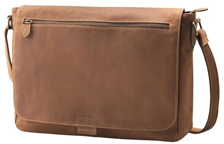 DRAKENSBERG 16 Leder Kuriertasche 'Leon' für Herren & Damen - Laptop Messenger Bag mit Koffer-Befestigung, 9L