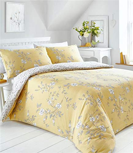 Homemaker Country cottage bedding floral design pretty quilt cover duvet sets (Yellow,King)