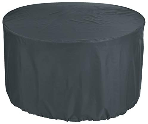 Kaufpirat Premium Abdeckplane Rund Ø 250x110 cm Essbank Sitzbank Holzbank Gartenmöbel Gartentisch Hülle Abdeckung Haube Schutzhülle Abdeckhaube 900 D, 500 g/m², 6.000 mm Wasserbeständigkeit Anthrazit